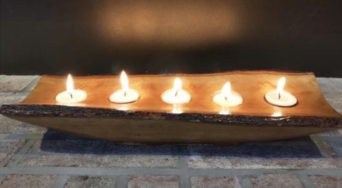 wood bark candle holder tray